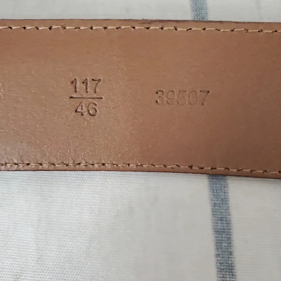 Allen Edmonds Leather Belt Chocolate  Brown Silver Buckle Stamped Size 46 - Picture 3 of 11